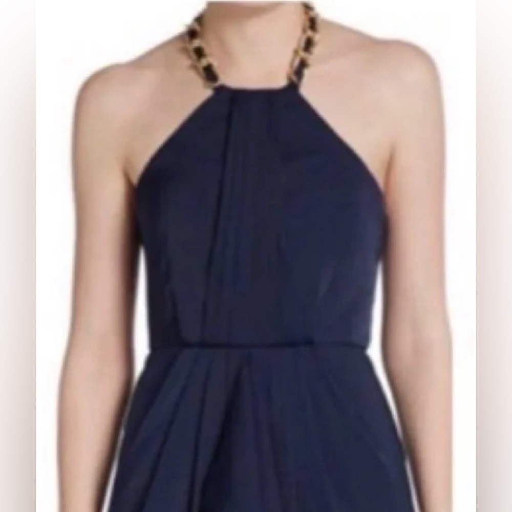 BCBG MAXAZRIA Milania Chain Halter Gown Dress Navy Size 6